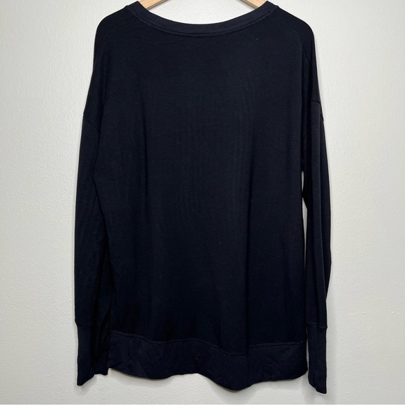 Athleta Women Sweatshirt Large Black Luxe Coastal Lounge Thumbholes Workout - Picture 3 of 11